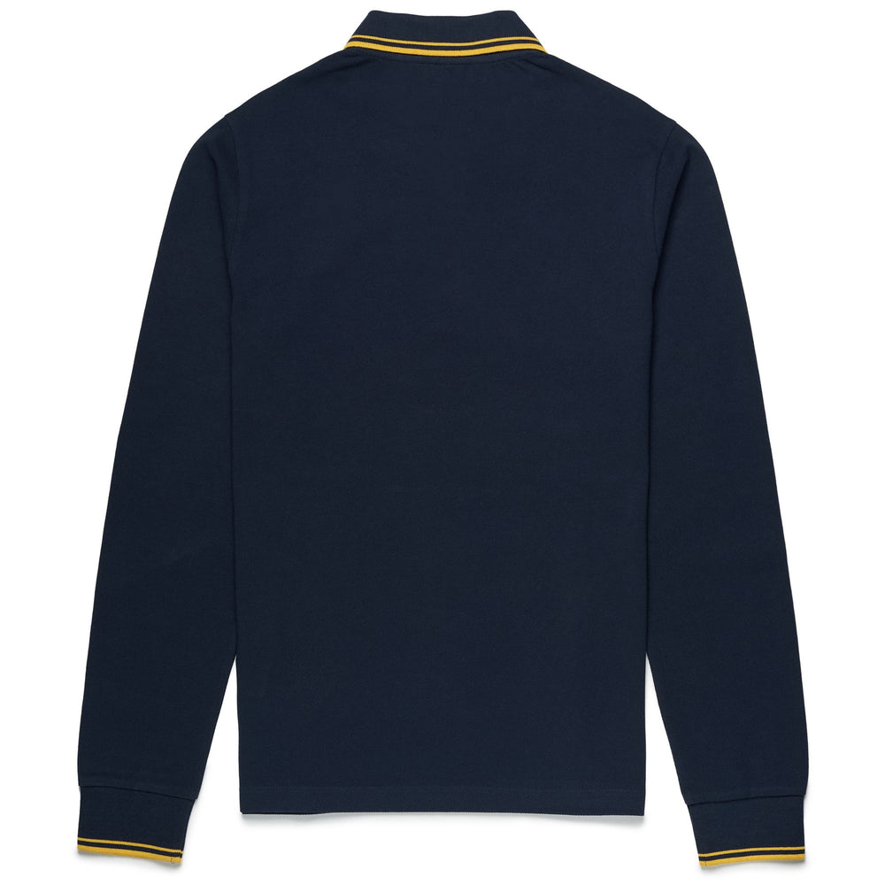 La polo Robe di Kappa Man GORD Polo BLUE NAVY - YELLOW CEYLON Dressed Front (jpg Rgb)	