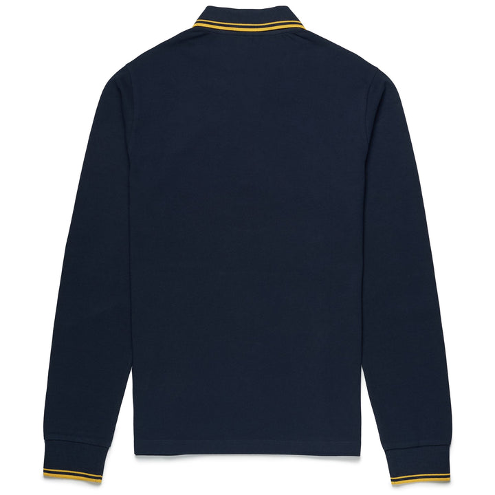 La polo Robe di Kappa Man GORD Polo BLUE NAVY - YELLOW CEYLON Dressed Front (jpg Rgb)	