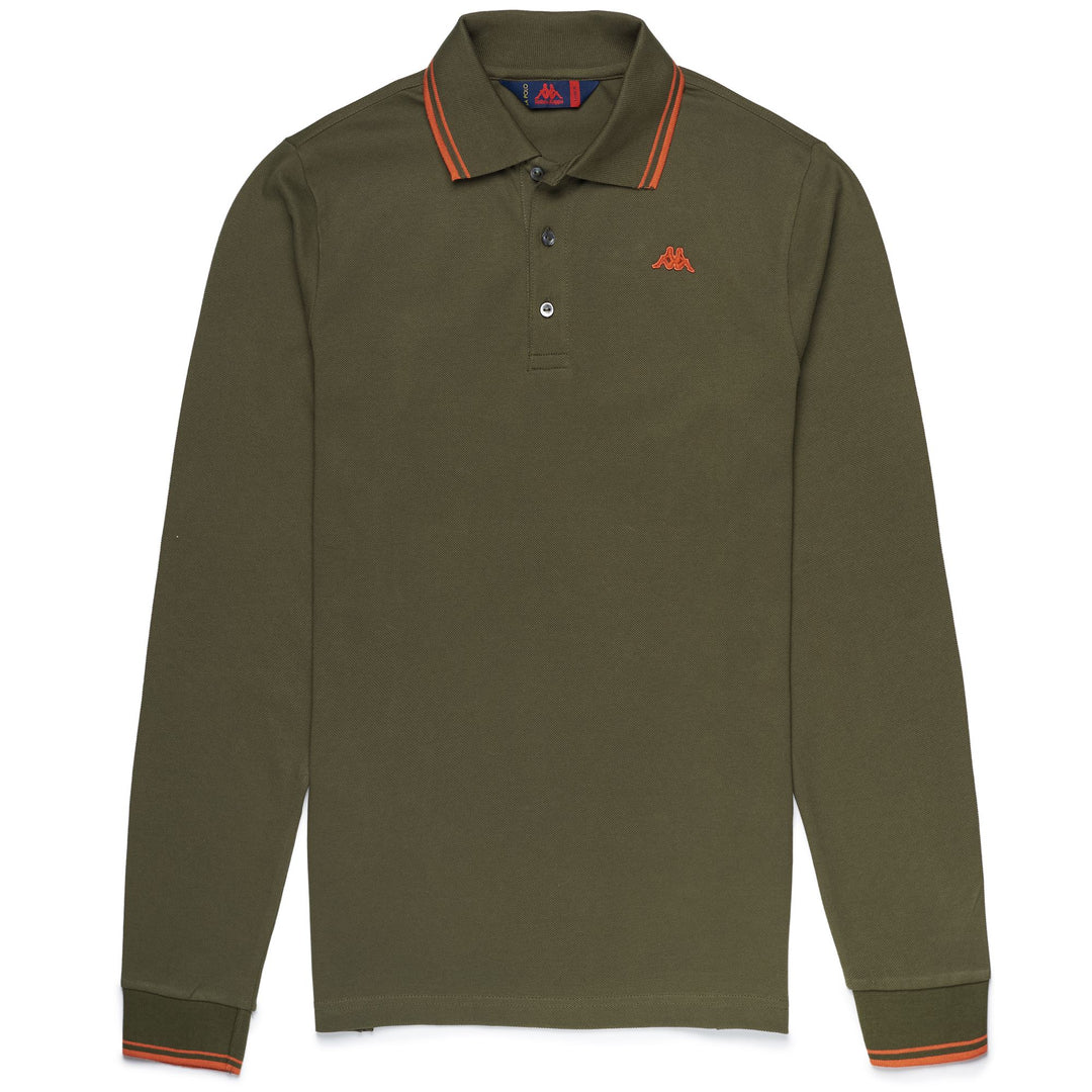 La polo Robe di Kappa Man GORD Polo GREEN MILITARY - ORANGE DK Photo (jpg Rgb)			