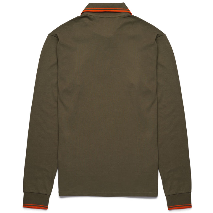 La polo Robe di Kappa Man GORD Polo GREEN MILITARY - ORANGE RED Dressed Front (jpg Rgb)	