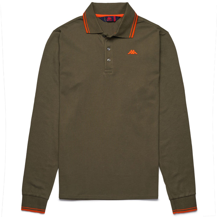 La polo Robe di Kappa Man GORD Polo GREEN MILITARY - ORANGE RED Photo (jpg Rgb)			