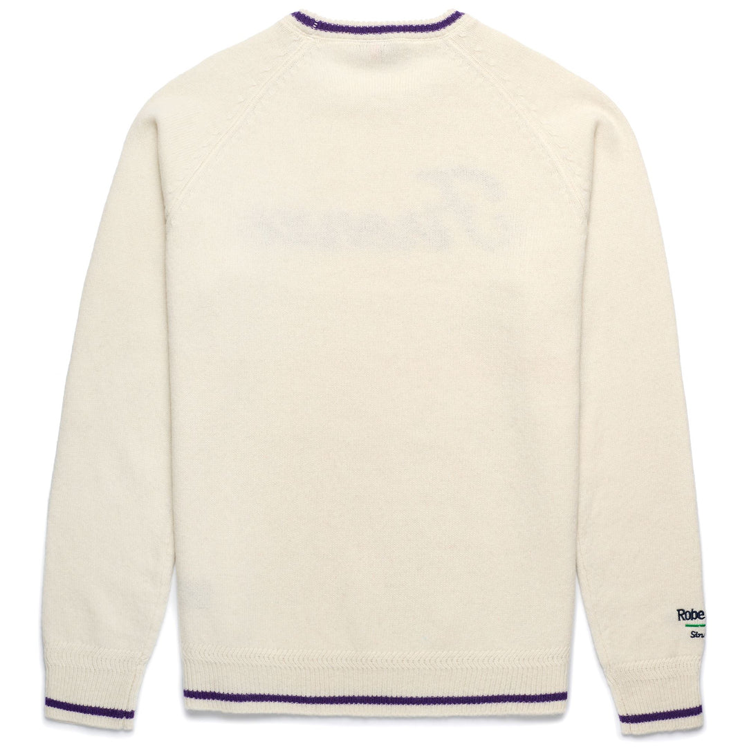 KNITWEAR Man EROI KNIT FIRENZE Jumper WHITE NATURAL - VIOLET HELIOTROPE Dressed Front (jpg Rgb)	