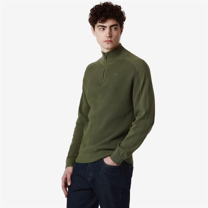 KNITWEAR Man AMBROSIOS Polo GREEN OLIVINE Dressed Front Double		