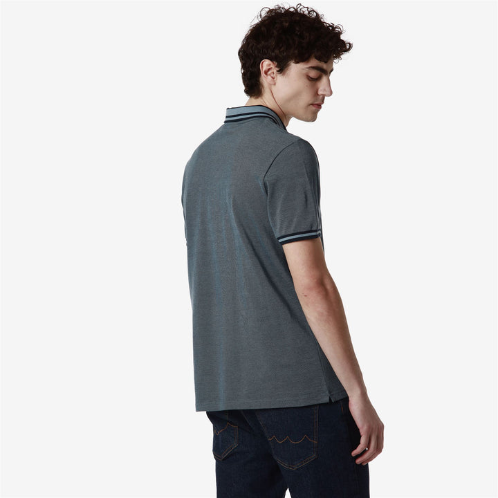 Polo Shirts Man LEAN Polo BLUE ALLURE - BLUE NAVY Detail Double				