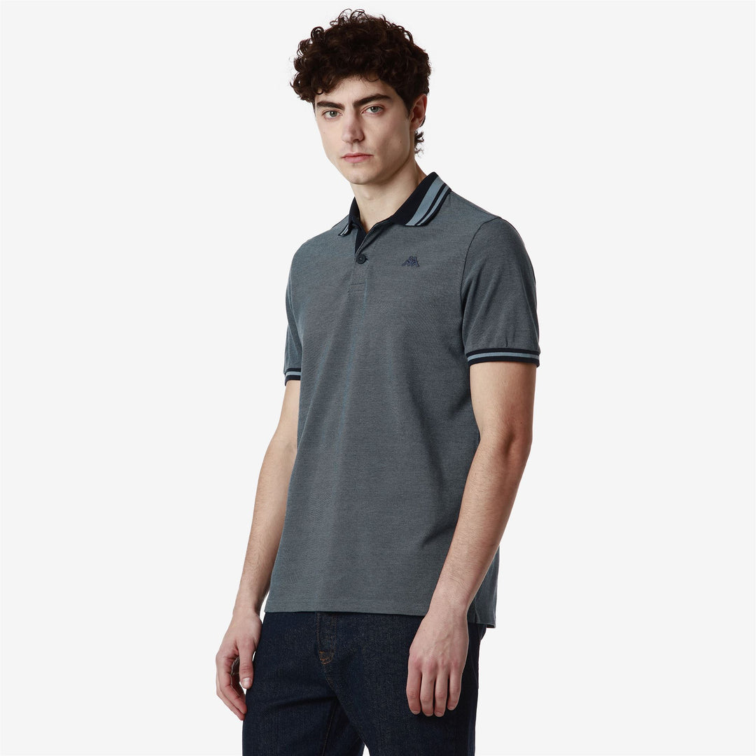 Polo Shirts Man LEAN Polo BLUE ALLURE - BLUE NAVY Dressed Front Double		