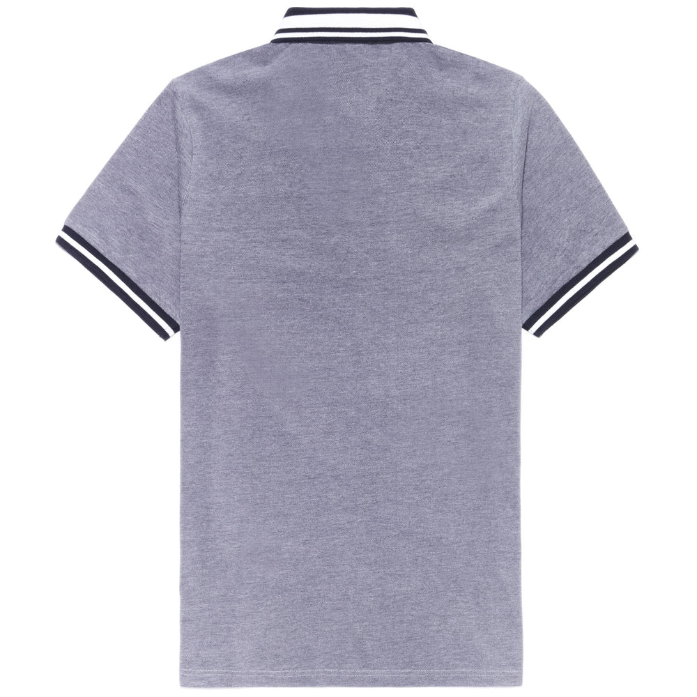 Polo Shirts Man LEAN Polo WHITE NATURAL - BLUE NAVY Dressed Front (jpg Rgb)	