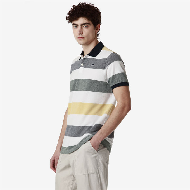 Polo Shirts Man HENDRICK Polo WHITE - BLUE NAVY - YELLOW GOLD - GREEN TREKKING Dressed Front Double		