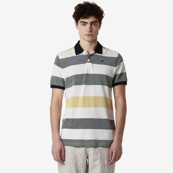 Polo Shirts Man HENDRICK Polo WHITE - BLUE NAVY - YELLOW GOLD - GREEN TREKKING Detail (jpg Rgb)			