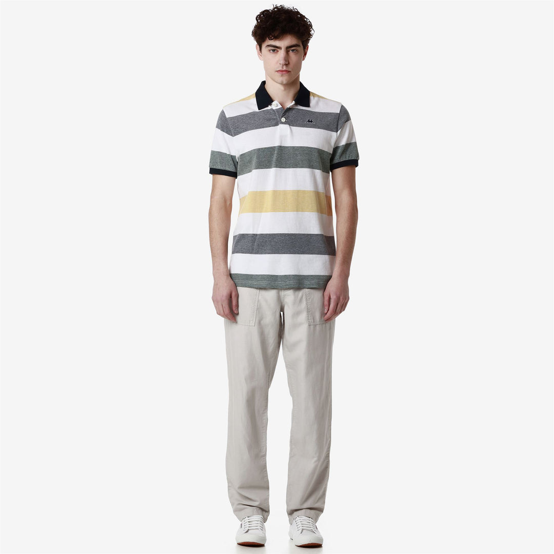 Polo Shirts Man HENDRICK Polo WHITE - BLUE NAVY - YELLOW GOLD - GREEN TREKKING Dressed Back (jpg Rgb)		