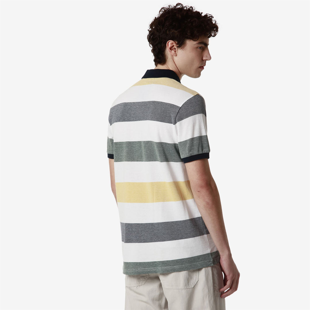 Polo Shirts Man HENDRICK Polo WHITE - BLUE NAVY - YELLOW GOLD - GREEN TREKKING Detail Double				