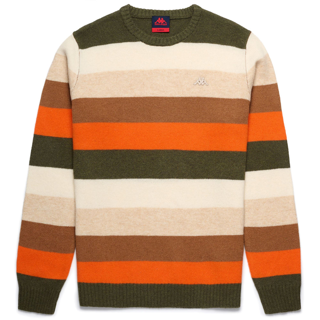 KNITWEAR Man AGASSIE Pull Over GREEN MILITARY - ORANGE RED - BROWN RUBBER - BEIGE CLAY - WHITE NATURAL Photo (jpg Rgb)			