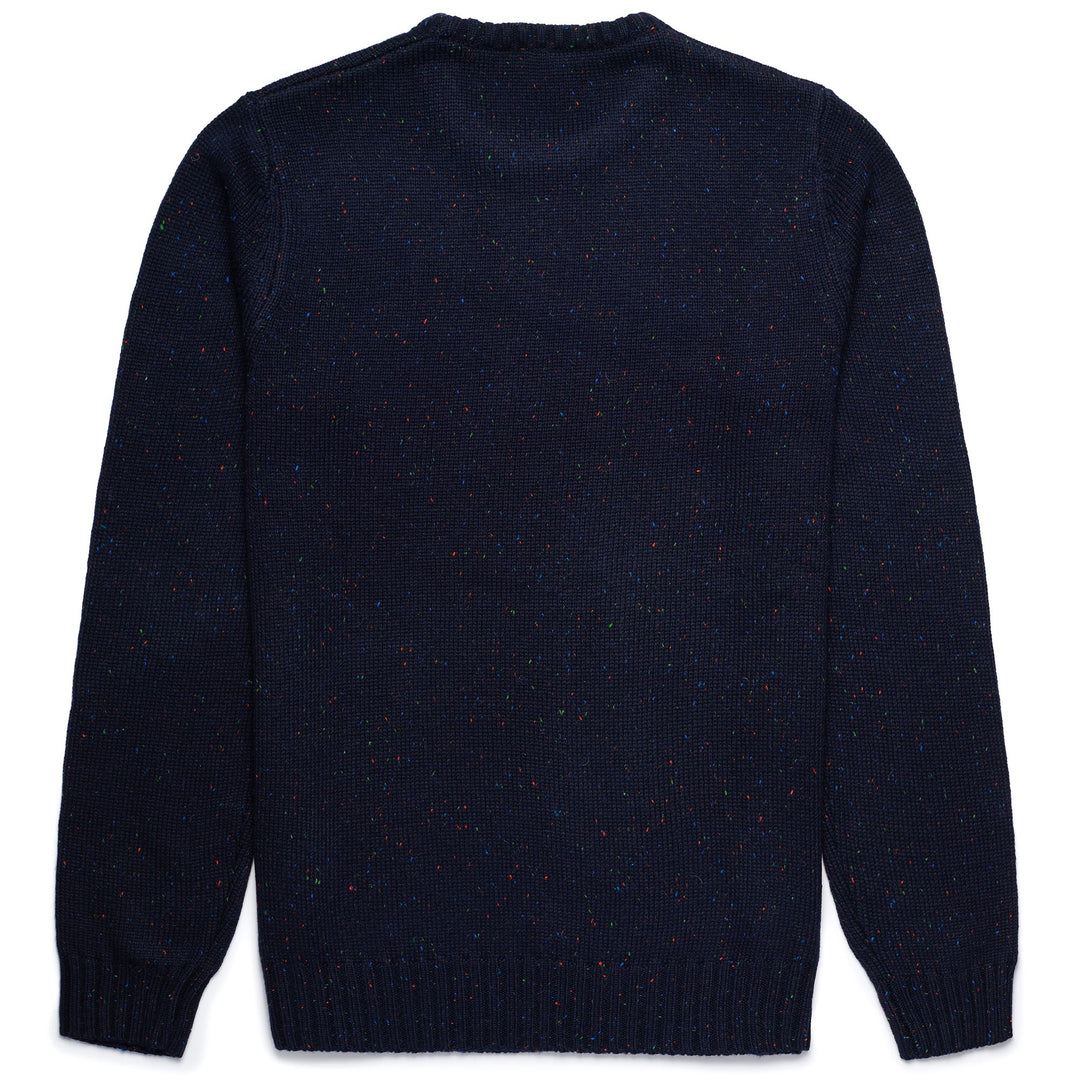 KNITWEAR Man JOPLIN Pull Over BLUE NIGHT SKY - ORANGE RED Dressed Front (jpg Rgb)	