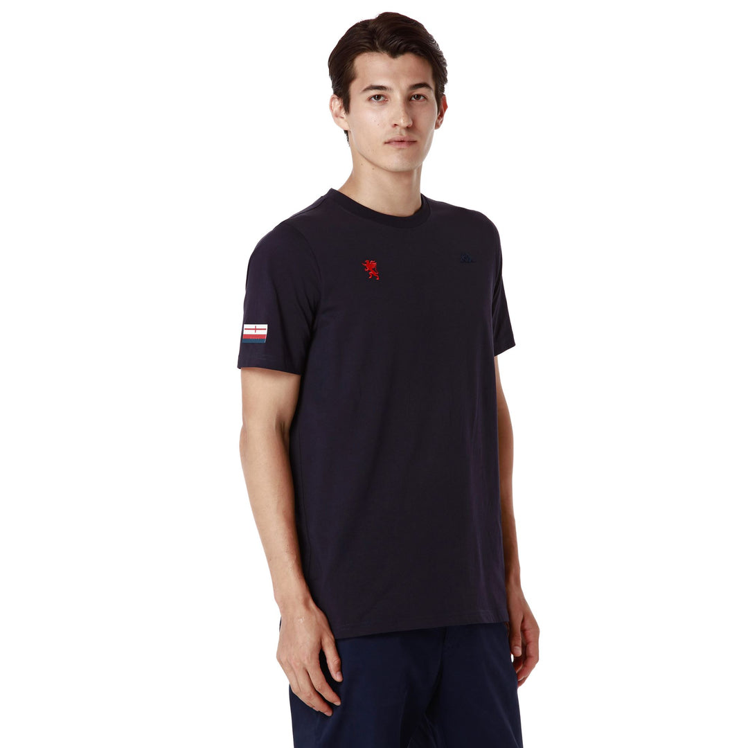 T-ShirtsTop Man LUC GENOA T-Shirt BLUE MARINE - RED BLAZE Dressed Front Double		