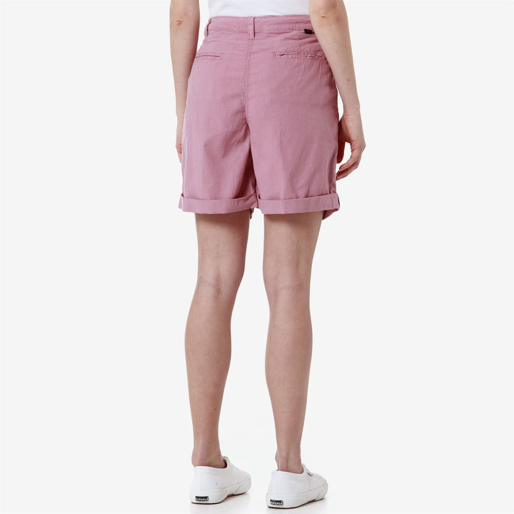 Shorts Woman YVONNE LIGHT LINEN CHINO PINK LILAS Detail Double				