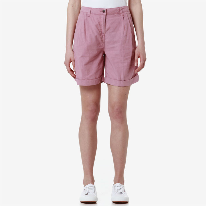 Shorts Woman YVONNE LIGHT LINEN CHINO PINK LILAS Detail (jpg Rgb)			