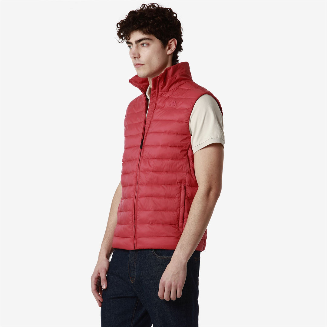 Jackets Man ORION SOFT NYLON Vest RED CRANBERRY Dressed Front Double		