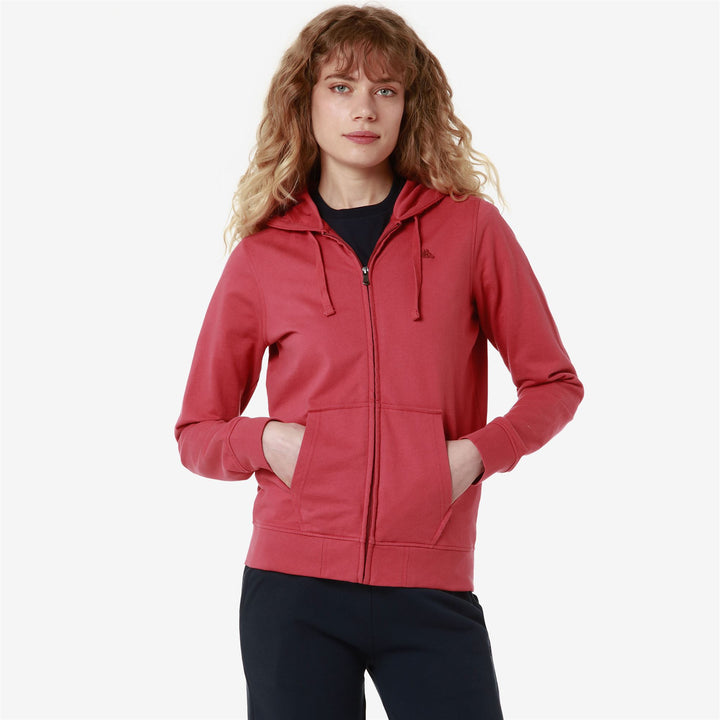 Fleece Woman AMELIA BABY TERRY Jacket RED CRANBERRY Detail (jpg Rgb)			