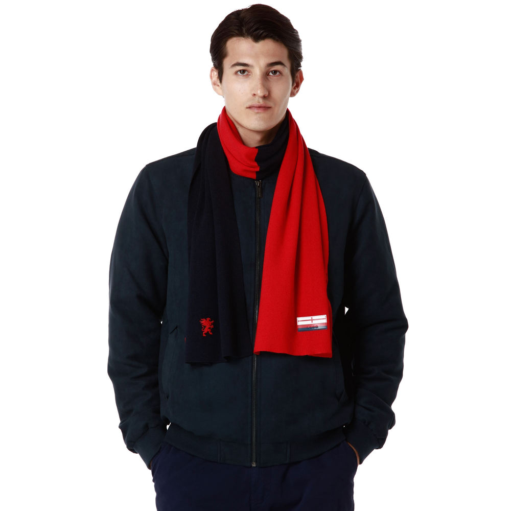 Scarves Unisex JAMIL GENOA SCARF BLUE MARINE - RED BLAZE Detail (jpg Rgb)			