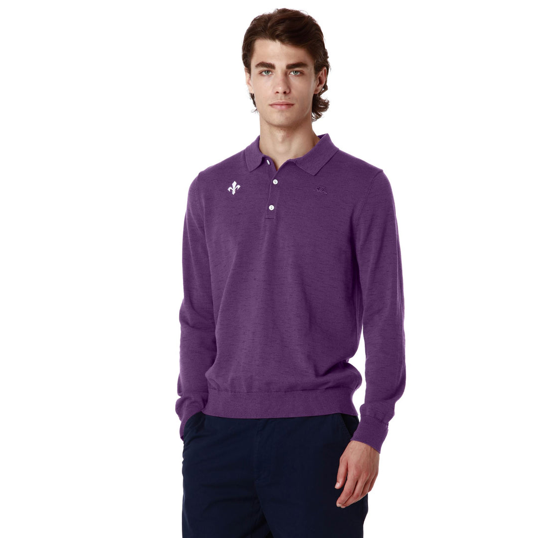 KNITWEAR Man NEW OLAV FIORENTINA Polo VIOLET INDIGO - VIOLET MAJESTY - WHITE Detail (jpg Rgb)			