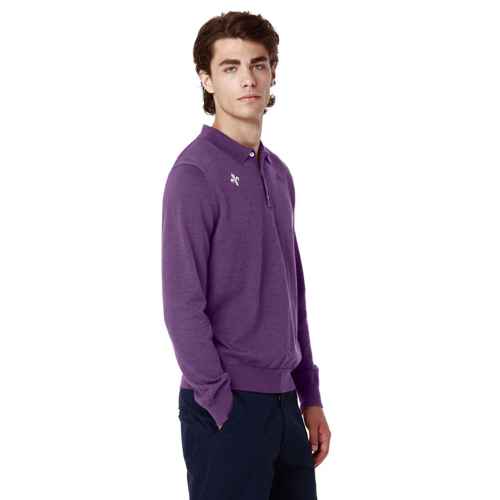 KNITWEAR Man NEW OLAV FIORENTINA Polo VIOLET INDIGO - VIOLET MAJESTY - WHITE Dressed Front Double		