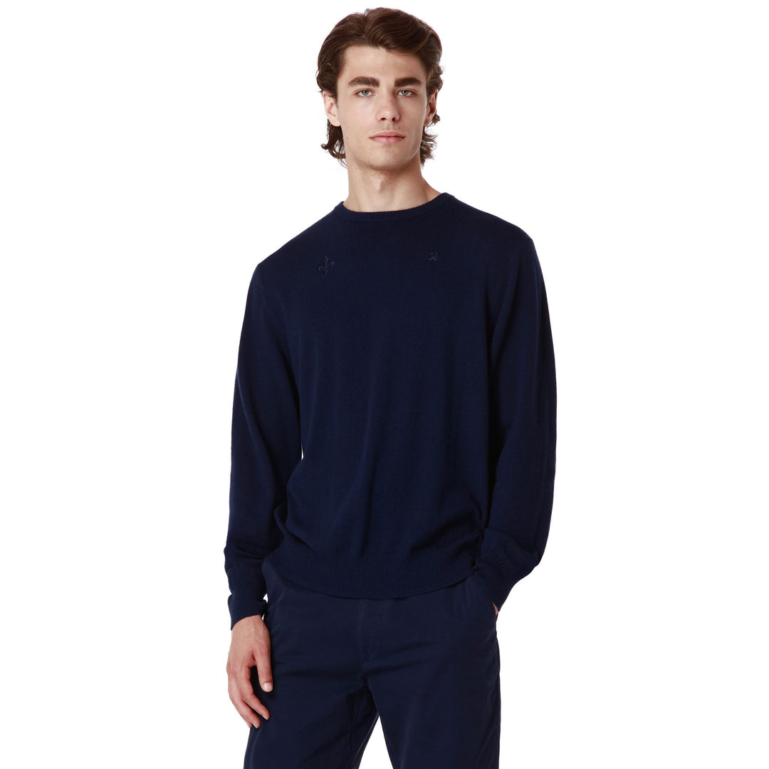 KNITWEAR Man LEILO FIORENTINA Pull Over BLUE MARINE - VIOLET INDIGO Detail (jpg Rgb)			