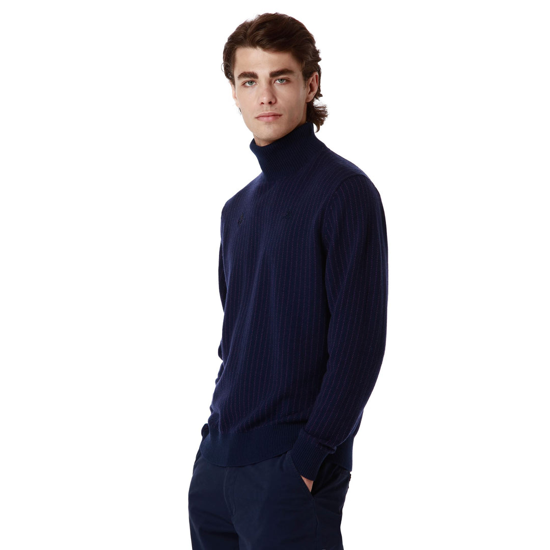 KNITWEAR Man NAUSER FIORENTINA Pull Over BLUE MARINE - VIOLET INDIGO Dressed Front Double		