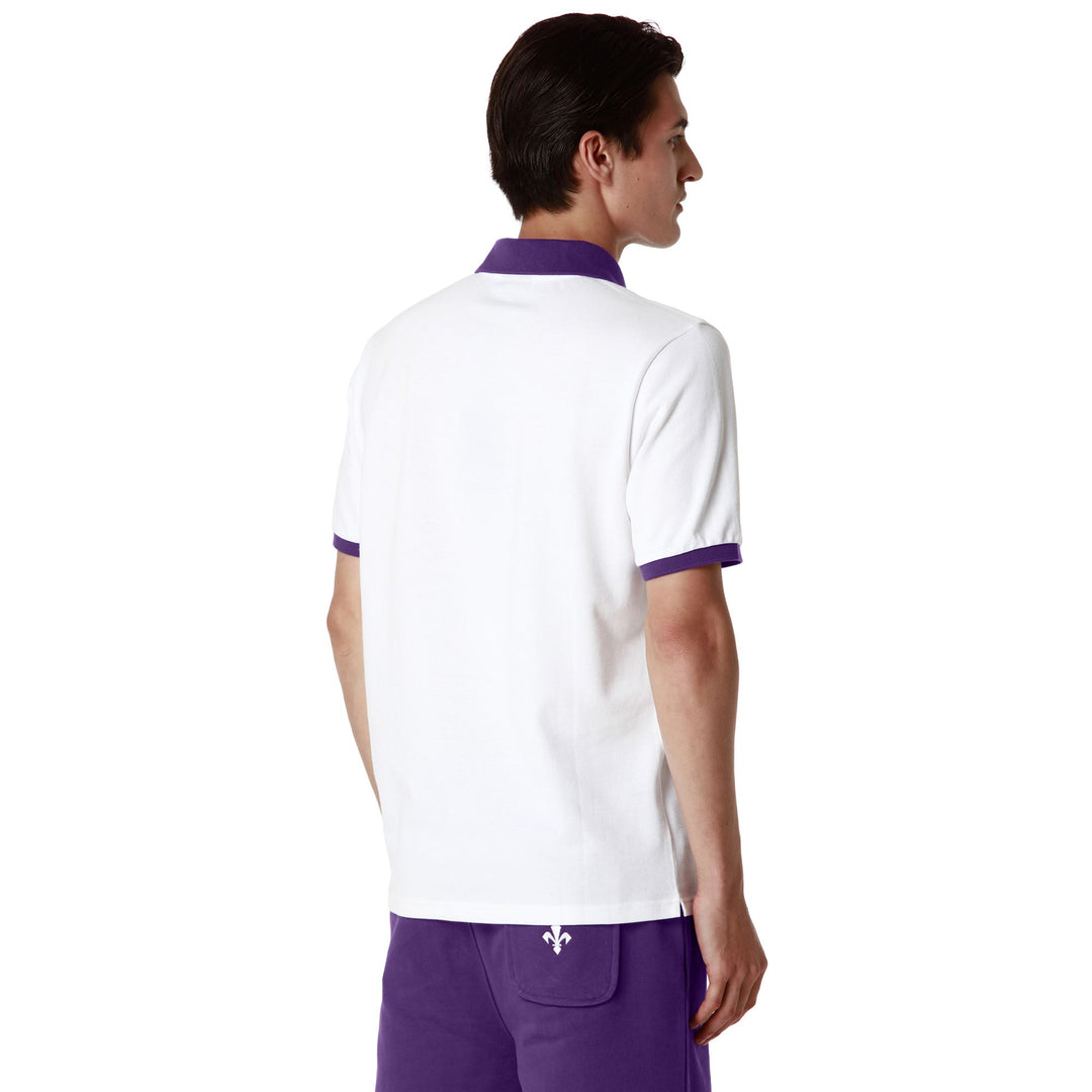 Polo Shirts Man HERVE FIORENTINA Polo VIOLET INDIGO - WHITE Detail Double				