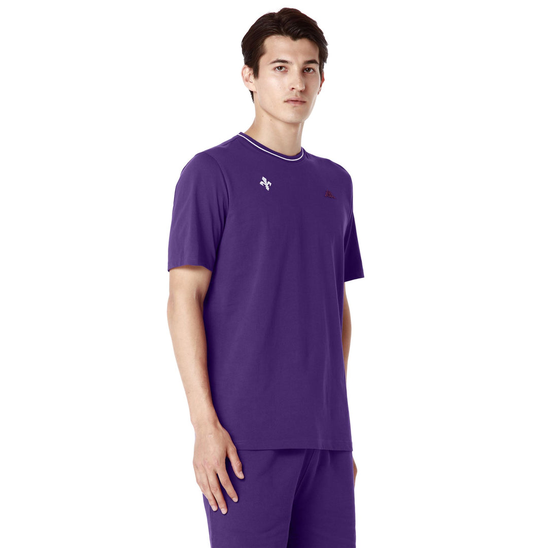 T-ShirtsTop Man LUC FIORENTINA T-Shirt VIOLET INDIGO - WHITE Dressed Front Double		