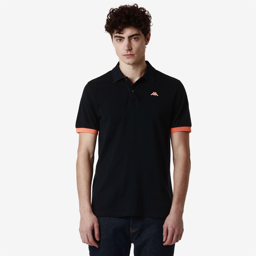 Polo Shirts Man ENDER FLUO Polo BLUE NAVY - NEON ORANGE Detail (jpg Rgb)			