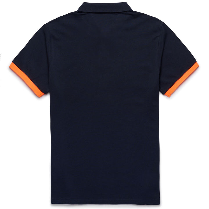 Polo Shirts Man ENDER FLUO Polo BLUE NAVY - NEON ORANGE Dressed Front (jpg Rgb)	