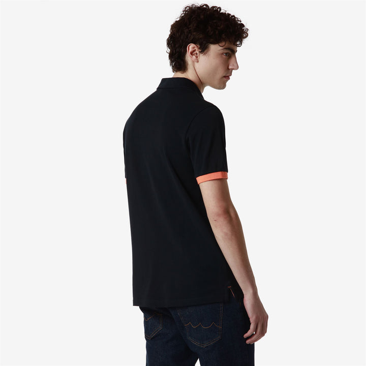 Polo Shirts Man ENDER FLUO Polo BLUE NAVY - NEON ORANGE Detail Double				