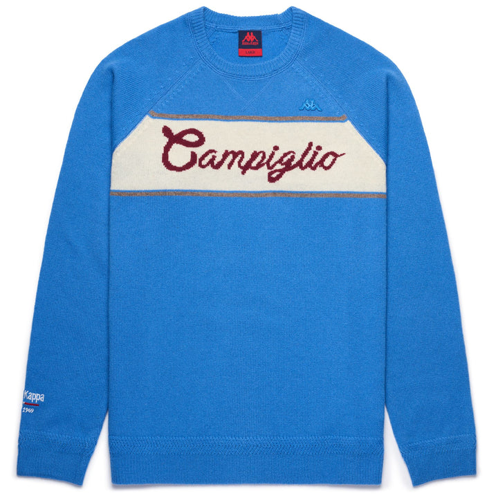 KNITWEAR Man EROI KNIT CAMPIGLIO Jumper AZURE BLUE - WHITE NATURAL - RED TIBETAN Photo (jpg Rgb)			