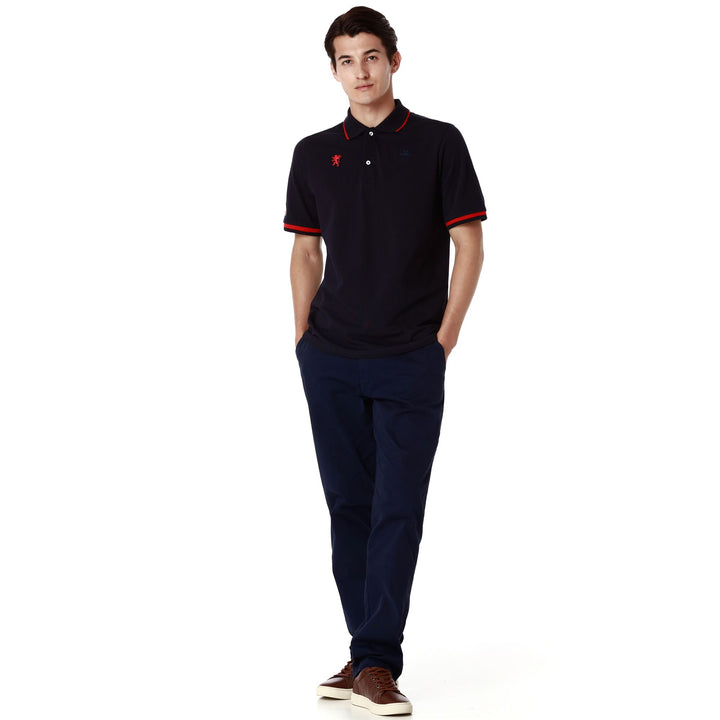 Polo Shirts Man HERVE GENOA Polo BLUE MARINE - RED BLAZE Dressed Back (jpg Rgb)		