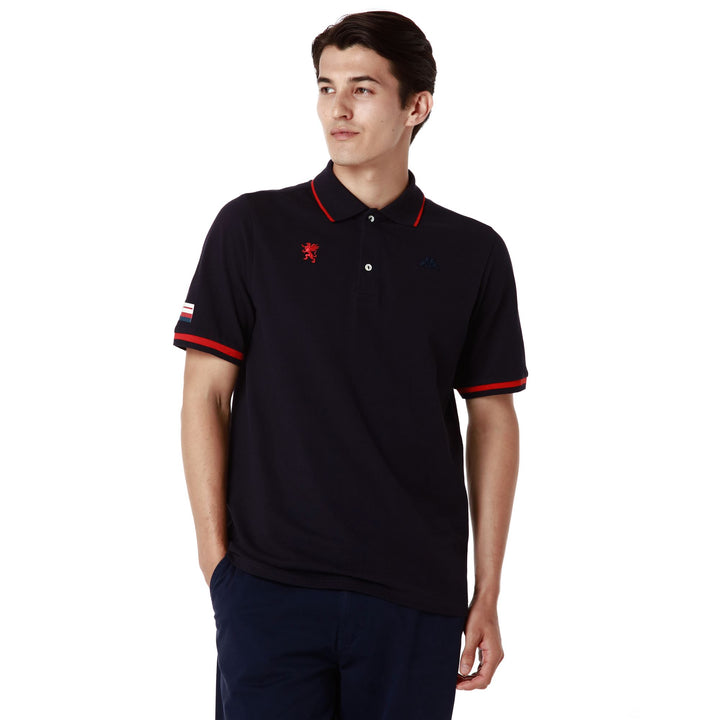 Polo Shirts Man HERVE GENOA Polo BLUE MARINE - RED BLAZE Detail (jpg Rgb)			