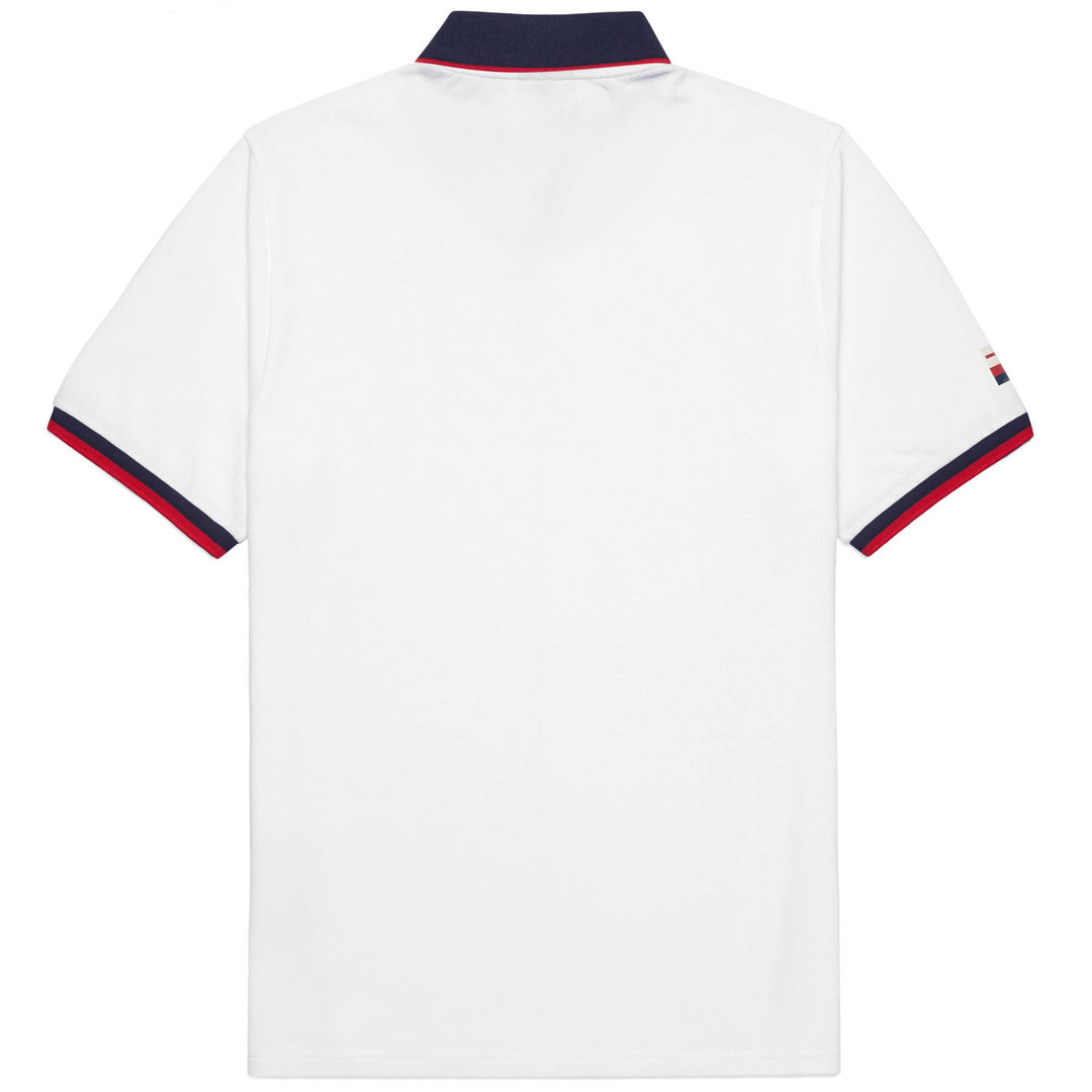 Polo Shirts Man HERVE GENOA Polo WHITE - BLUE MARINE - RED BLAZE Dressed Front (jpg Rgb)	