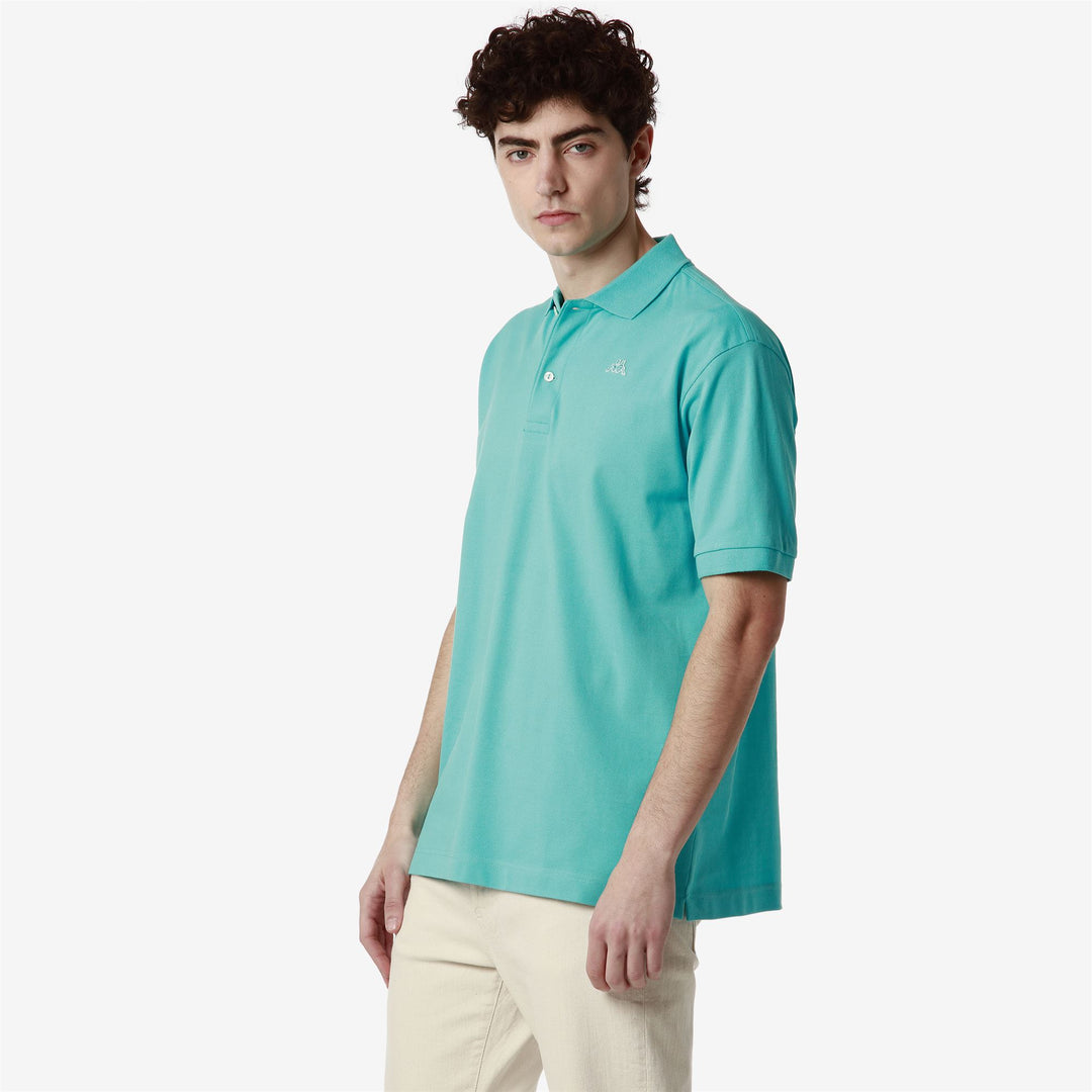 La polo Robe di Kappa Man AARAU Polo TURQUOISE CURACAO Dressed Front Double		