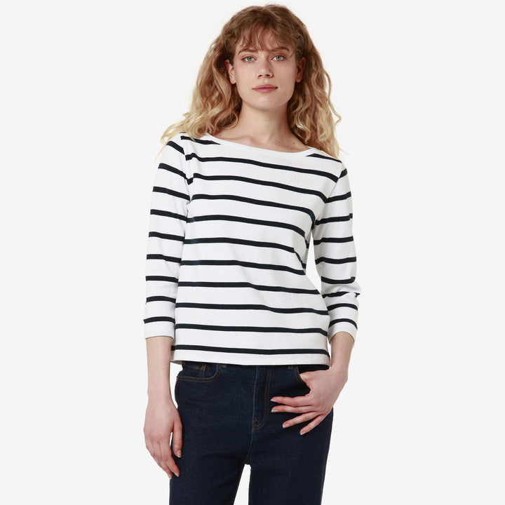 T-ShirtsTop Woman FRANCINE T-Shirt WHITE - BLUE NAVY Detail (jpg Rgb)			