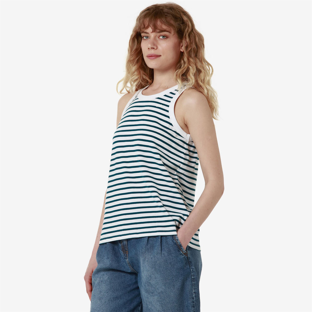 T-ShirtsTop Woman LEA T-Shirt WHITE - BLUE NAVY Dressed Front Double		