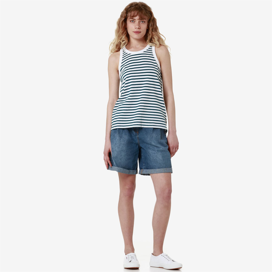 T-ShirtsTop Woman LEA T-Shirt WHITE - BLUE NAVY Dressed Back (jpg Rgb)		