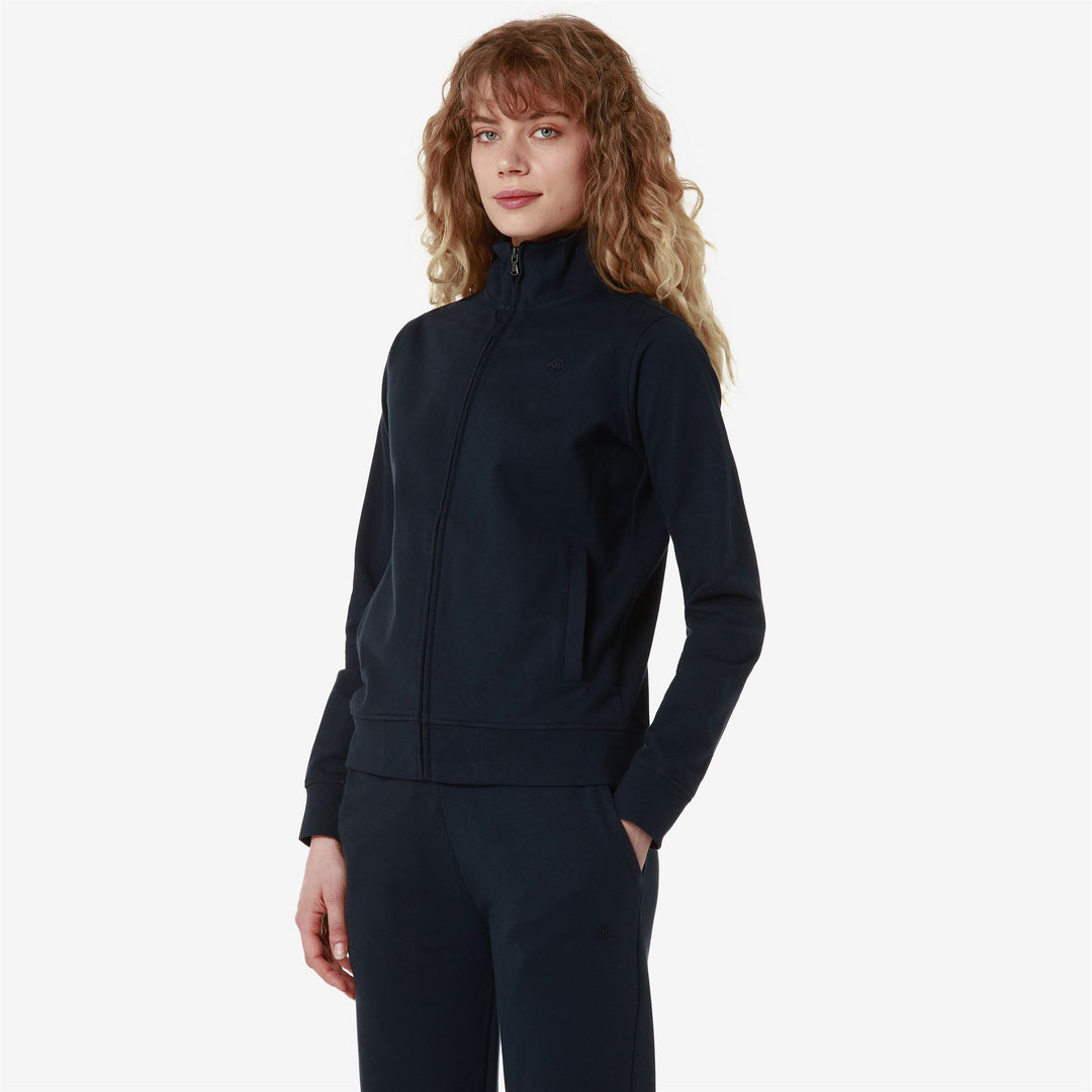 Fleece Woman THELMA TERRY Jacket BLUE NAVY Dressed Front Double		