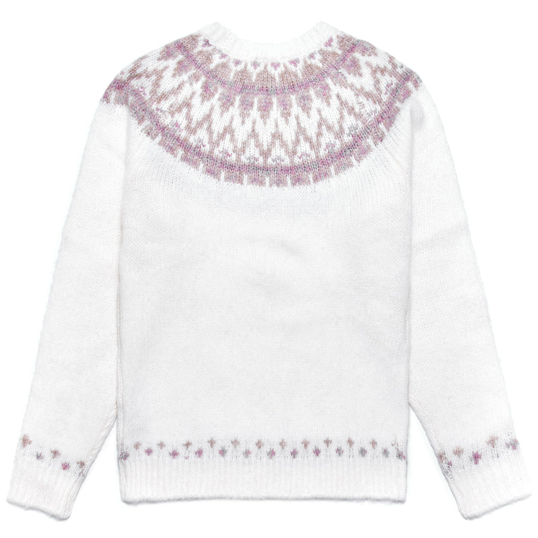 KNITWEAR Woman MEGHAN Pull Over WHITE NATURAL - BEIGE CLAY - VIOLET ORCHID Dressed Front (jpg Rgb)	