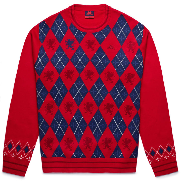 KNITWEAR Man ELF GENOA Pull Over BLUE MARINE - RED CHERRY - WHITE NATURAL Photo (jpg Rgb)			