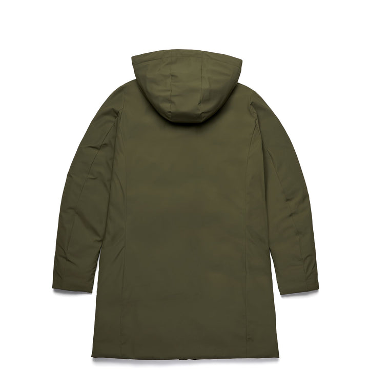 Jackets Woman ARLETT Long GREEN MILITARY Dressed Front (jpg Rgb)	