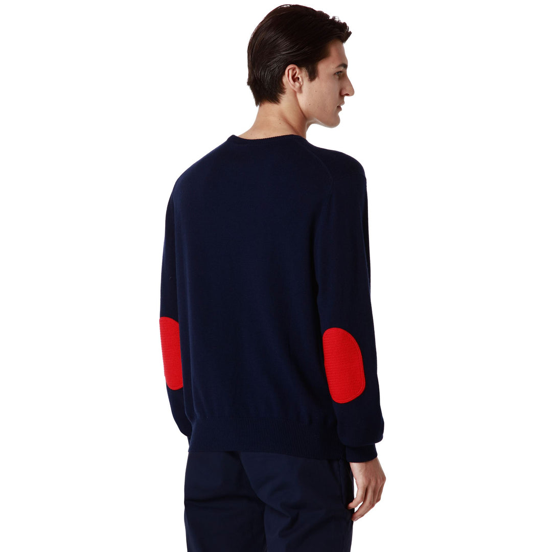 KNITWEAR Man LEILO GENOA Pull Over BLUE MARINE - RED BLAZE Detail Double				