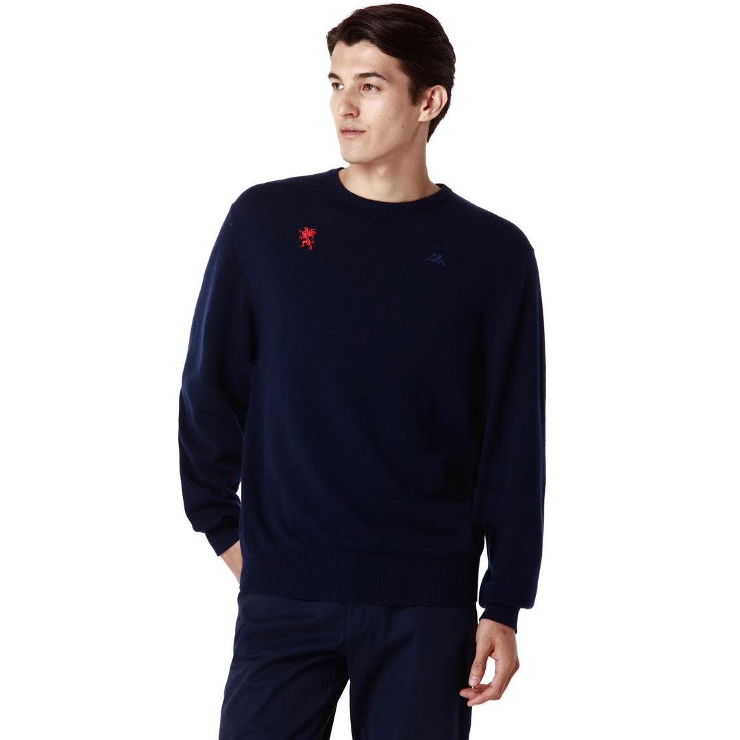 KNITWEAR Man LEILO GENOA Pull Over BLUE MARINE - RED BLAZE Detail (jpg Rgb)			