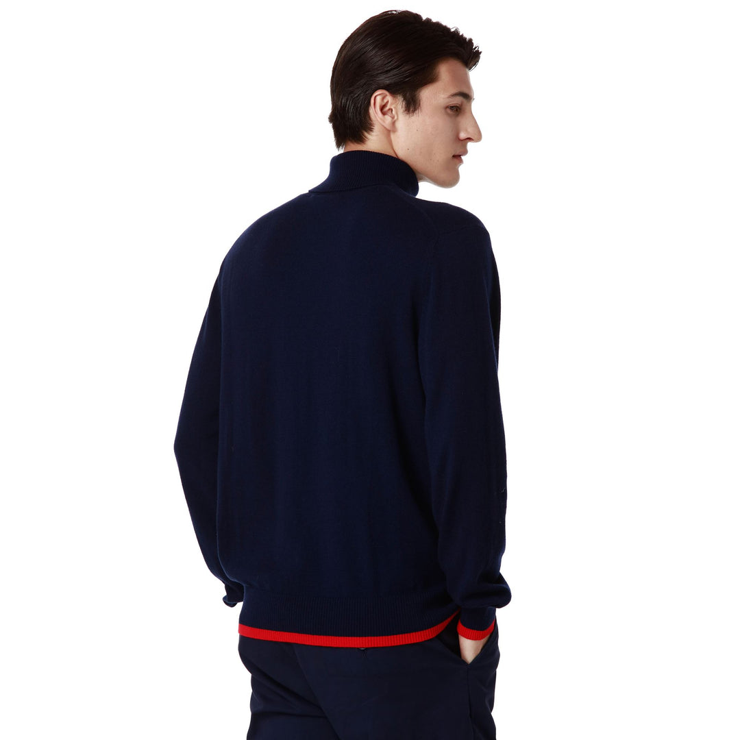 KNITWEAR Man NAUSER GENOA Pull Over BLUE MARINE - RED BLAZE Detail Double				