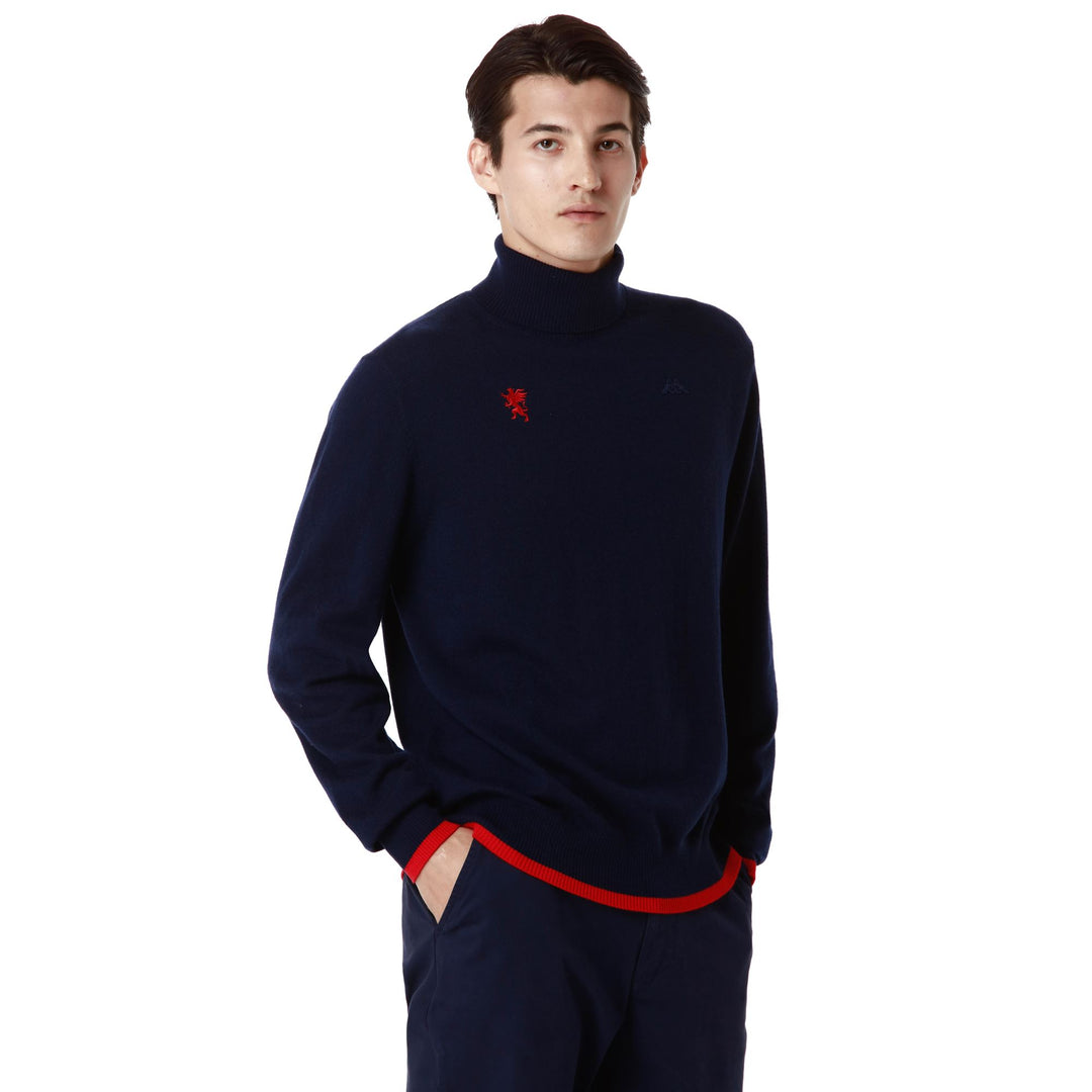 KNITWEAR Man NAUSER GENOA Pull Over BLUE MARINE - RED BLAZE Dressed Front Double		