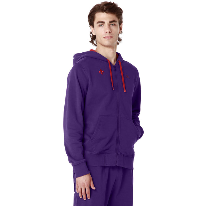 Fleece Man BAPTISTE FIORENTINA Jumper VIOLET INDIGO - RED SCARLET Dressed Front Double		