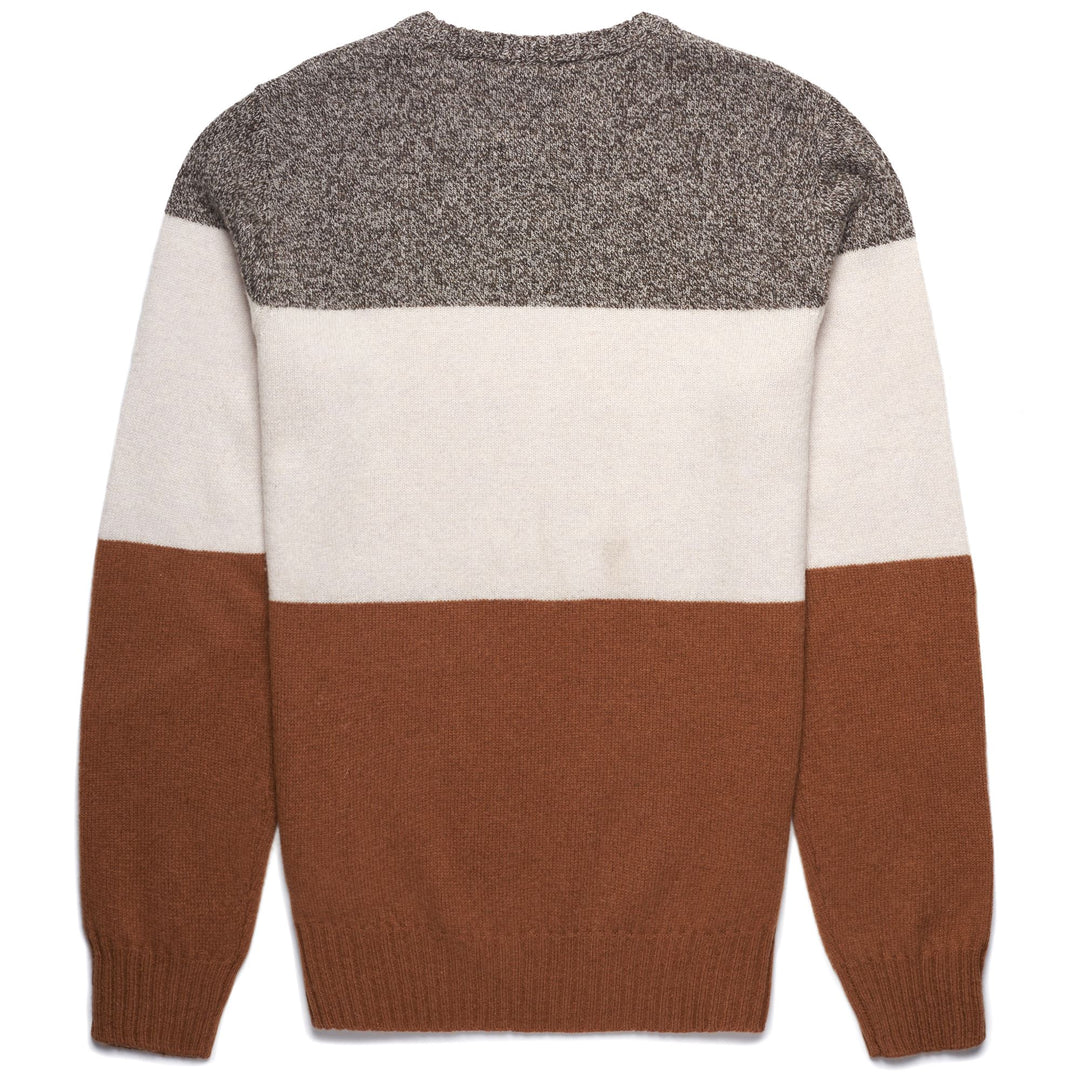 Knitwear Man JUSSI Pull  Over BROWN - BEIGE  MOONBEAM - BROWN DK Dressed Front (jpg Rgb)	